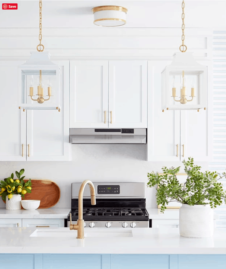 Hello Bright White And Blue Kitchen With Emtek Jasper Pulls