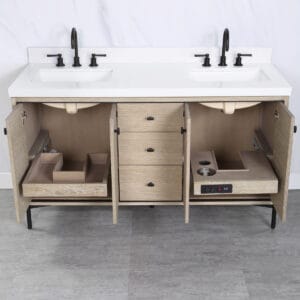 featured image showing the double vanity sink from Fairmont Design's Bravo Collection with the interchangeable cabinets.