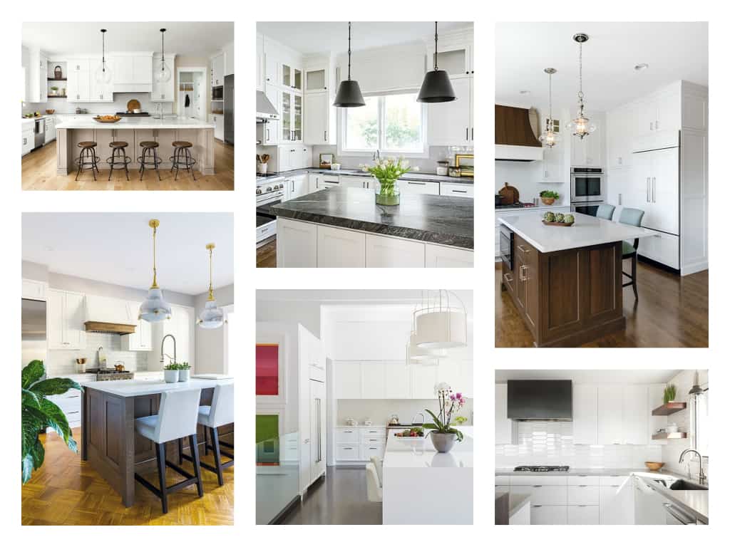 Featured image showing a collage of expertly designed all white kitchens.