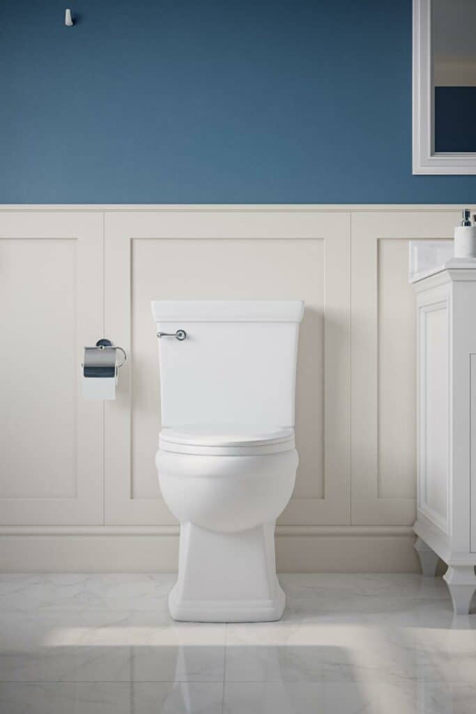 Featured image showing Icera's new two piece skirted toilet in a modern bathroom