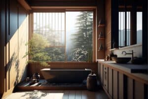 Featured image showing an elegant bathroom made using sustainable design practices.