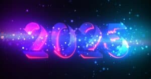 Featured image showing a new years post with 3d 2025 on a black background.