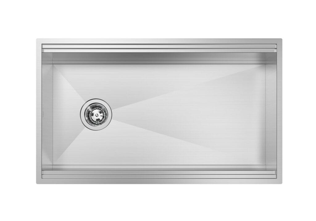 The Leonardo Sink is a 33″ x 20″ undermount model featuring a side drain. It is constructed from AISI 304 stainless steel and has a satin finish for a sleek and modern appearance. The sink is designed with X cross bending to facilitate easy water draining, ensuring practicality and efficiency. The product can be identified by its model number 1322 660.