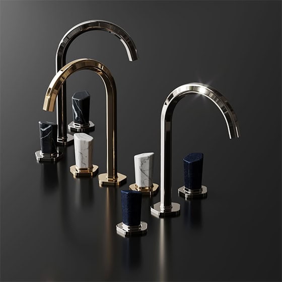 Luxurious bathroom faucets featuring JÖRGER Shado Collection fixtures